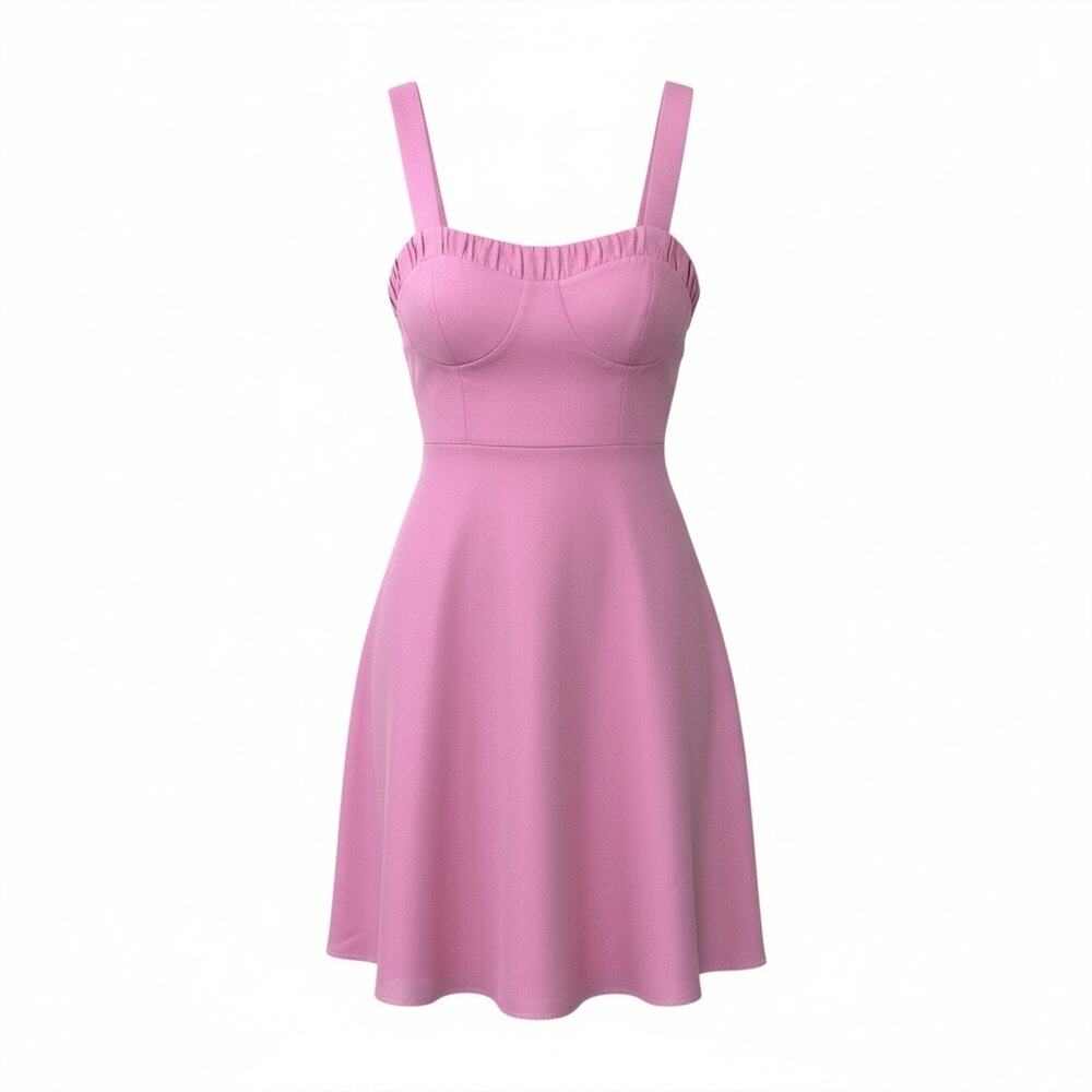 Giani Bini Ballet Pink Mini Dress Y2K Corset Sleeveless Fit and Flair Size 2